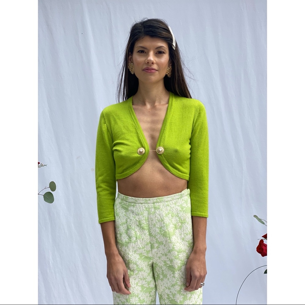 Vintage Oscar de la Renta cashmere cropped sweater